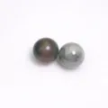 Due perline a sfera in cristallo naturale in rosso-marrone e grigio per gioielli fai da te - Sfera di Agata Indiana