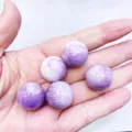 Piccole sfere di cristallo marmorizzato viola naturale per gioielli fai-da-te - Sfera di Pietra Lilla (Lepidolite)