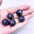 Cinque sfere di cristallo di ossidiana fiocco di neve naturali per gioielli fai-da-te - Sfera di Ossidiana Fiocco di Neve