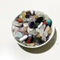 Mixed assortment of polished natural crystal gravel stones in a white bowl for DIY decoration - Rainbow Crystal / 100g Pack