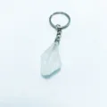Portachiavi in pietra di cristallo di quarzo bianco naturale con anello in metallo - Portachiavi in quarzo ialino