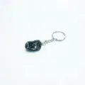 Handmade natural raw black tourmaline crystal stone keychain with silver metal ring - Smoky Quartz Keychain