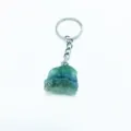 Natural green and blue raw fluorite crystal gemstone keychain pendant for bag decoration - Fluorite Keychain