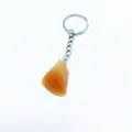 Natural orange raw crystal stone keychain with silver metal ring for bags and keys - Red Aventurine Keychain