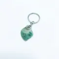 Natural green raw crystal stone keychain with silver metal ring pendant for bags accessory - Amazonite Keychain