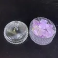 Pietre di ametista naturale con barattolo diffusore in vetro scanalato e coperchio elegante - Ametista chiara / Confezione da 300g Con Ciotola in Vetro