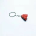 Red raw crystal stone keychain with silver metal ring for bag pendant accessory - Red Jasper Keychain