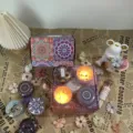 8-piece dried flower scented candle gift set in mandala print tin cans for romantic Christmas gifting - Orange (8-Piece Gift Set)