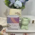 Cute light green ceramic bear shaped scented soy candle in a decorative gift box - 浅绿色小熊茉莉花香 / Gift Box