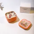 Handmade aromatherapy scented candle in orange tin box featuring a rabbit illustration lid - Orange Tin-Small Tomato Scent / 5.5x4.3cm
