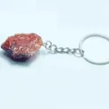 Natural reddish crystal rough stone keychain pendant with durable silver metal ring - Southern Red Agate Keychain