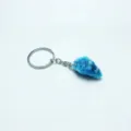 Natural blue raw crystal stone keychain with silver metal ring for bags and keys - Apatite Keychain