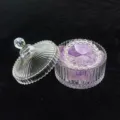 Elegante geriffelte Glas-Reinigungsschale mit Amethysten und klarem Perlenarmband - Helle Amethyst Steine (Gerippte Schale) / 300g Packung