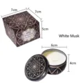 Vela aromática de almizcle blanco en caja negra decorativa con diseño de mandala - Aroma a Almizcle Blanco / Lata Individual (6x4cm)