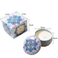 Vela aromática con fragancia a océano en caja de lata mandala azul, dura 20 horas - Estrella del Océano (Sin Flores Secas) / 6x4cm (Lata Individual)