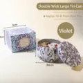 8oz double-wick tinplate scented candle with violet scent and floral pattern box - Violet / 8oz Double Wick With Color Box