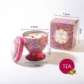 Tea scented candle in paisley pattern goblet tin with matching decorative gift box - 1 Piece / White Tea & Ginger Flower