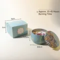 8oz double wick freesia scented candle in blue paisley tin with decorative gift box - Freesia / 8oz Double Wick With Color Box
