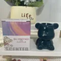 Cute dark green bear ceramic scented soy wax candle presented with colorful gift box - 墨绿色小熊古龙香型 / Gift Box