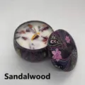 Soy wax scented candle with sandalwood aroma and dried flowers in a paisley tin - Sandalwood / Small 6cmX4cm