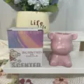 Cute pink bear shaped ceramic aromatherapy soy wax scented candle with matching gift box - 粉色小熊玫瑰味 / Gift Box