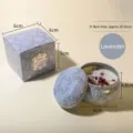 Lavender scented soy wax candle with dried flowers in patterned tin jar and gift box - Lavender