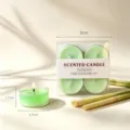 Bougies chauffe-plat parfumées vertes, lot de boîte et bougie allumée, bambou. 8cm. - Vert - Parfum Citronnelle / Lot de 4
