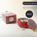 8oz Doppeldocht-Duftkerze mit Rosenduft in roter Blechdose mit Mandala-Muster und Geschenkbox - Rose / 8oz Doppeldocht Mit Farbbox