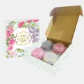 Premium floral pattern soy wax scented candle gift set with four decorative metal tins - 4-Pack Gift Box Set Type A