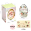 Lavendel-Duftkerze im eiförmigen Glas mit floralen DIY-Aufklebern und Geschenkbox - Einzelpackung (Frühlingsblume Lavendel)