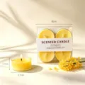 Gelbe duftende Teelichter Kerzen Set mit Box und Blumen Dekor, 3.7x1.7cm kleine Kerze. - Gelb - Osmanthusduft / 4er-Pack