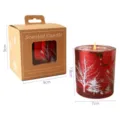 Rote Weihnachtsduftkerze im Glas mit Geschenkbox aus Kraftpapier und Maßangaben - Rose / Großer Sternenhimmelbecher 8x7cm / Rot
