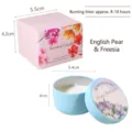English Pear and Freesia scented soy wax candle in tin with gift box, 8-10h burn time - English Pear & Freesia / Single Jar