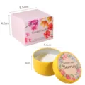 Yellow tin berry scented soy wax candle variant with floral gift box and packaging size - Berry Fragrance / Single Jar