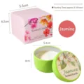 Jasmine scented soy wax candle in green tin with decorative pink floral gift box - Jasmine / Single Jar