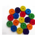 Small colorful round wooden wheels with center holes for DIY toy accessory crafting - 6-Piece Set / 6 Pieces/Pack (Dia 2.8cm x Thickness 1cm) / Colorful
