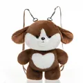 Süßer braun-weißer Hunde-Plüschrucksack mit weichem Herzmuster und verstellbaren Trägern - Kleiner Hund Stil / 40CM