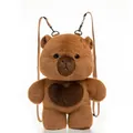 Süßer brauner Teddybär-Plüschrucksack mit dunklem Herzdetail - Kapibara Stil / 40CM