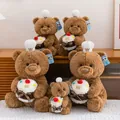Schattige bruine teddybeer knuffels in verschillende maten met koksmutsen op - 25cm / Bruin