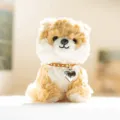 Soft and realistic plush Shiba Inu puppy toy featuring a cute heart pendant collar decoration - Shiba Inu / 15cm