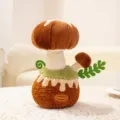 Plante de champignon en peluche créative faite main en tissu texturé marron - Style Shiitake / Champignon Shiitake / 25cm