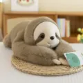 Cuscino di peluche a forma di bradipo marrone ultra-morbido per dormire e arredo - 30cm / Bradipo
