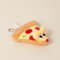 Adorable pizza mouse plush toy keychain with soft fur texture on a clean beige background - Cheese Sausage Flavor (Yellow/Orange) / 14cm