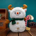 Simpatico pupazzo di neve di peluche con corna di renna per decorazione natalizia casa. - Pupazzo di Neve Natale / 23cm