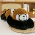 Morbido cuscino di peluche a forma di panda rosso, bambola animale da conforto sdraiata - Panda Minore