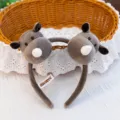 Cute brown plush rhino animal headband hair accessory for kids in soft material - Rhino / 14cm Size