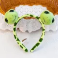 Cute green plush animal headband with cartoon double heads and soft spots - Turtle / 14cm Size