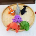 Lot de 6 marionnettes à doigts en peluche animaux marins pour l'éveil des enfants - Série Océan / Lot de 6