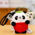 Süßer Panda Plüsch Schlüsselanhänger, niedliches Erdbeer Kostüm Design, weiche Tasche Deko. - Erdbeer-Panda-Anhänger / 14cm