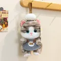 Simpatico portachiavi a forma di gatto in peluche con cappello da chef - Gatto / Grigio